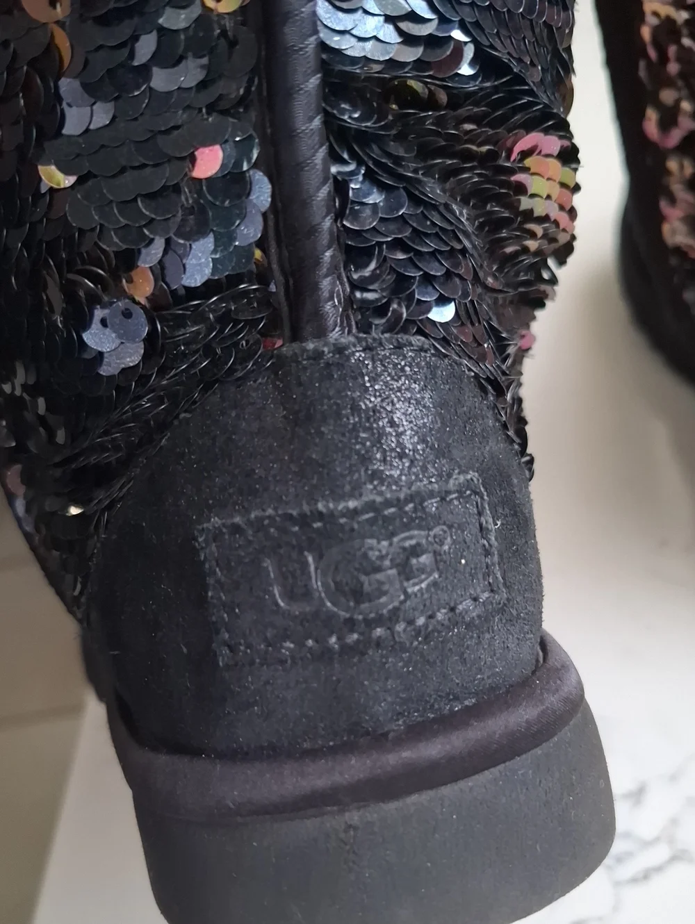 UGG Womens Sequin Boots in Black with Iridescent Accents
